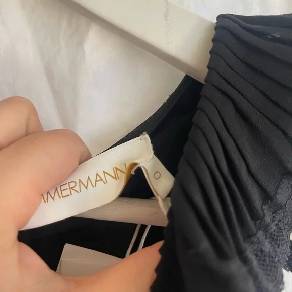 Zimmermann Black Ruffle Maxi Dress Quiet Luxury Pleated Gown Size 0 NEW - Picture 9 of 16